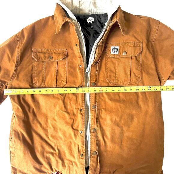 Buffalo Outdoors Men’s 2XL Brown Canvas Work Jacket w/ Gray Sweatshirt Hood - Picture 7 of 16
